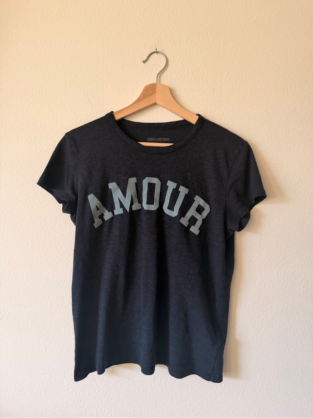 Zadig & Voltaire Amour Navy Graphic Tee with Light Blue Print